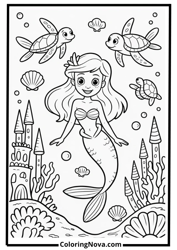 Ariel Undersea Exploration Coloring Page