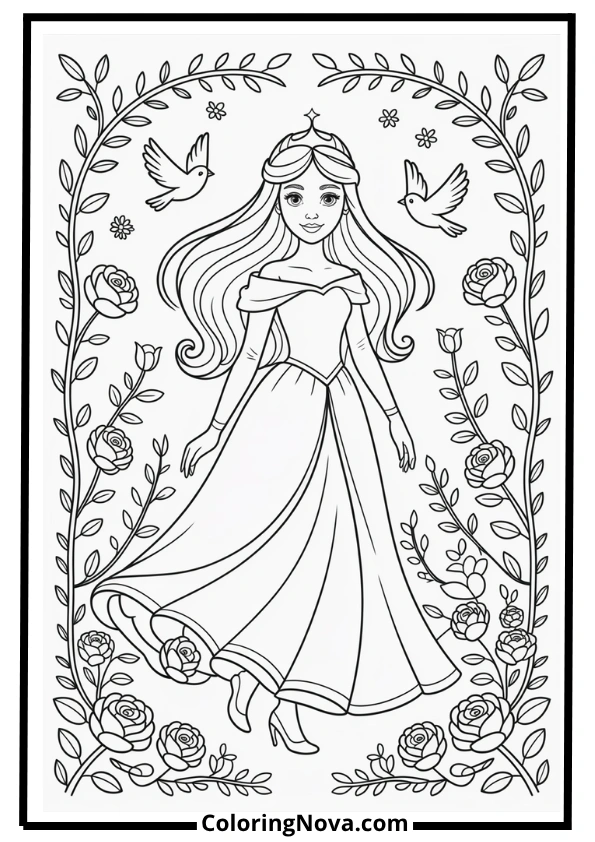 Aurora Garden Dreams Coloring Page