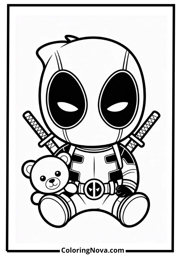 Baby Deadpool Chibi Coloring Page