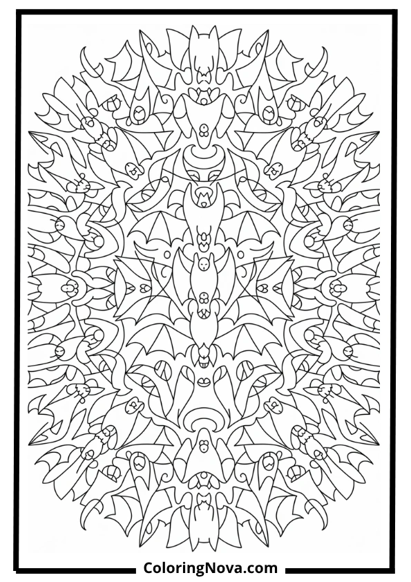 Bat Symbol Mandala Coloring Page
