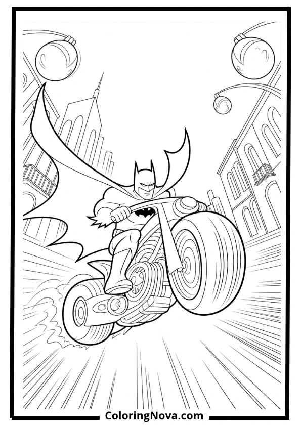 Batcycle Ride Coloring Page