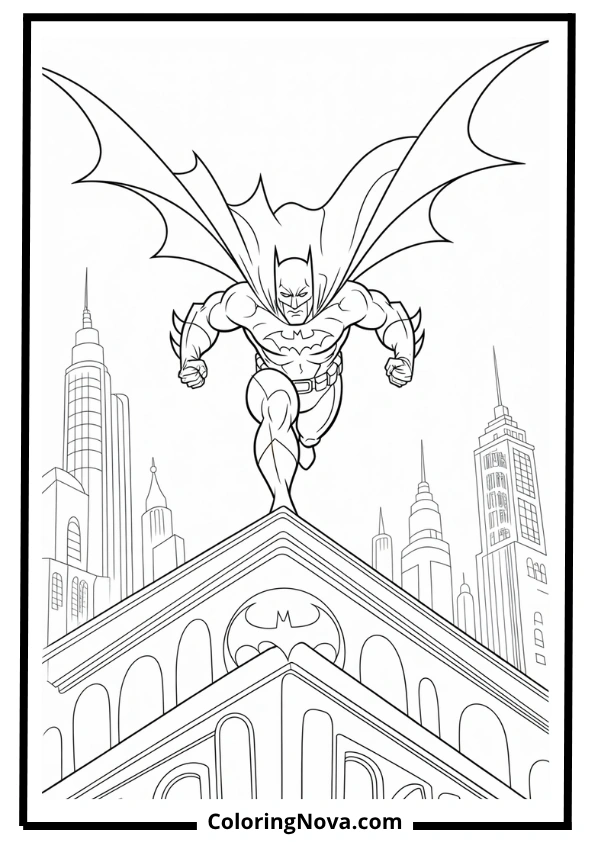 Batman Action Pose Coloring Page