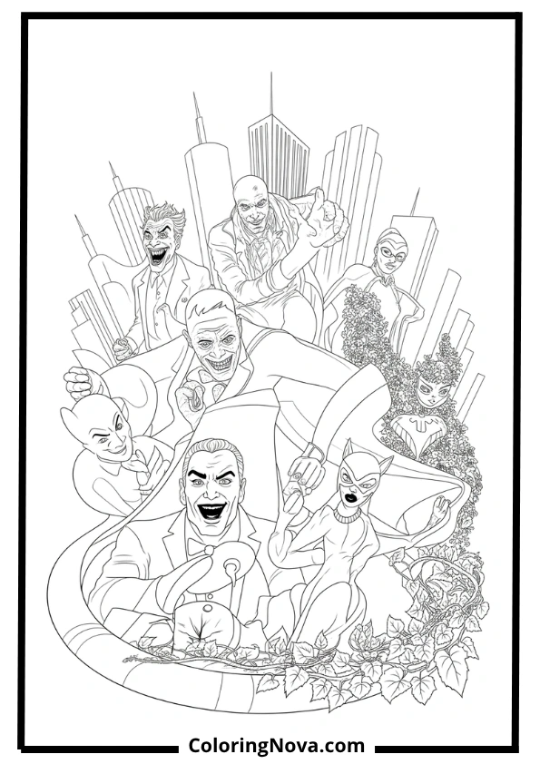 Batman Rogues Gallery Coloring Page