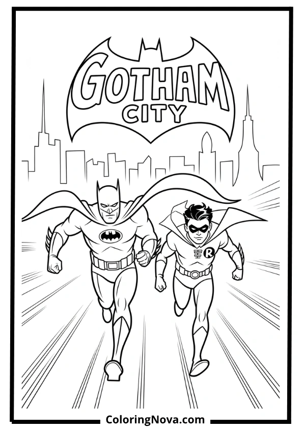 Batman and Robin Duo Coloring Page