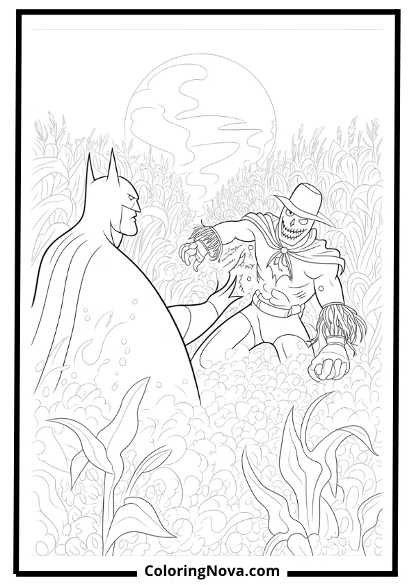 Batman vs. Scarecrow Coloring Page