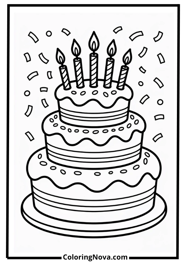 Birthday Cake Celebration Coloring Page