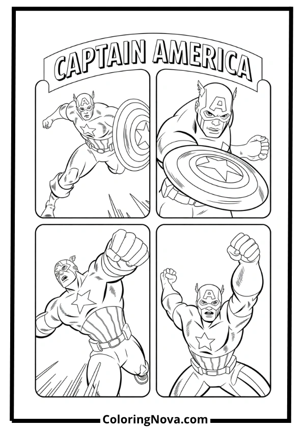 Captain America Comic Panel Coloring Page