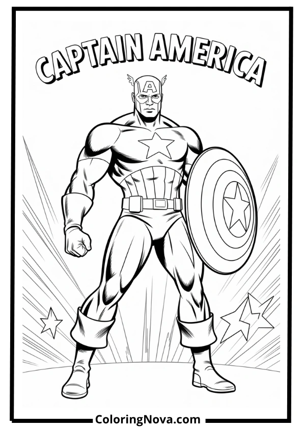Captain America Hero Pose Coloring Page