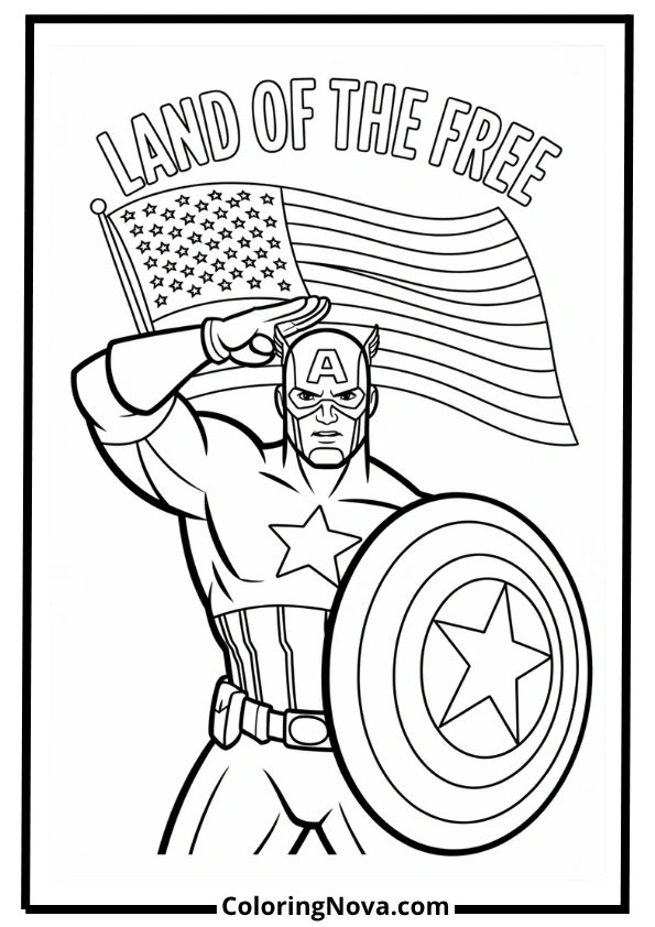 Captain America Saluting Coloring Page
