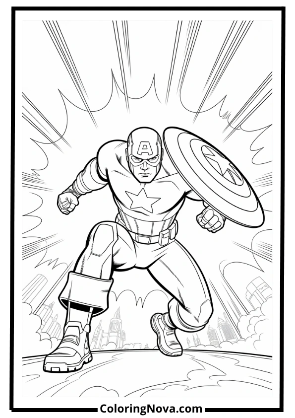 Captain America Shield Pose Coloring Pag