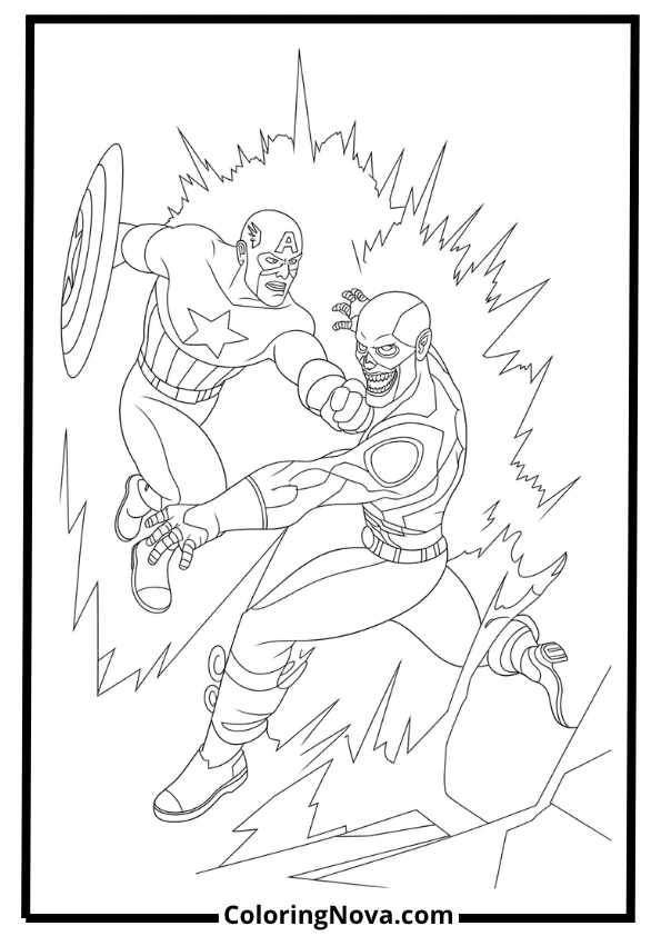 Captain America vs. Red Skull Coloring Page