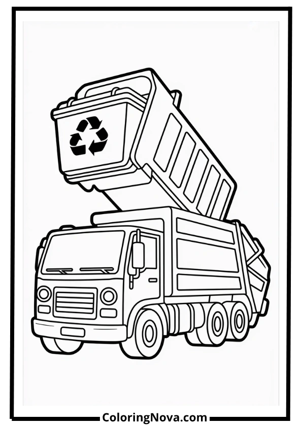 Cartoon Garbage Truck Coloring Page
