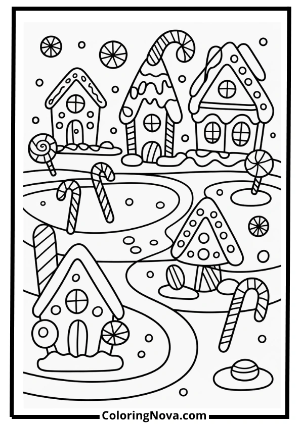 Christmas Candy Wonderland Coloring Page