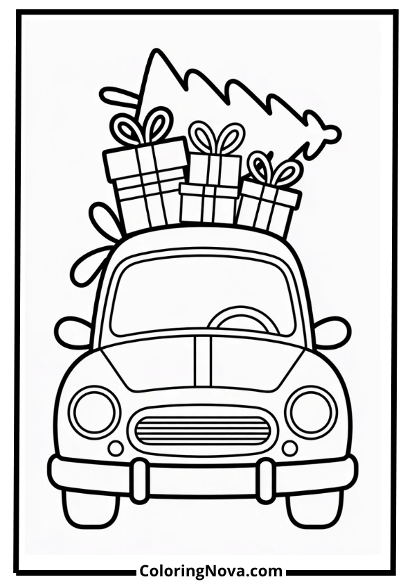 Christmas Car with Gifts Coloring Page