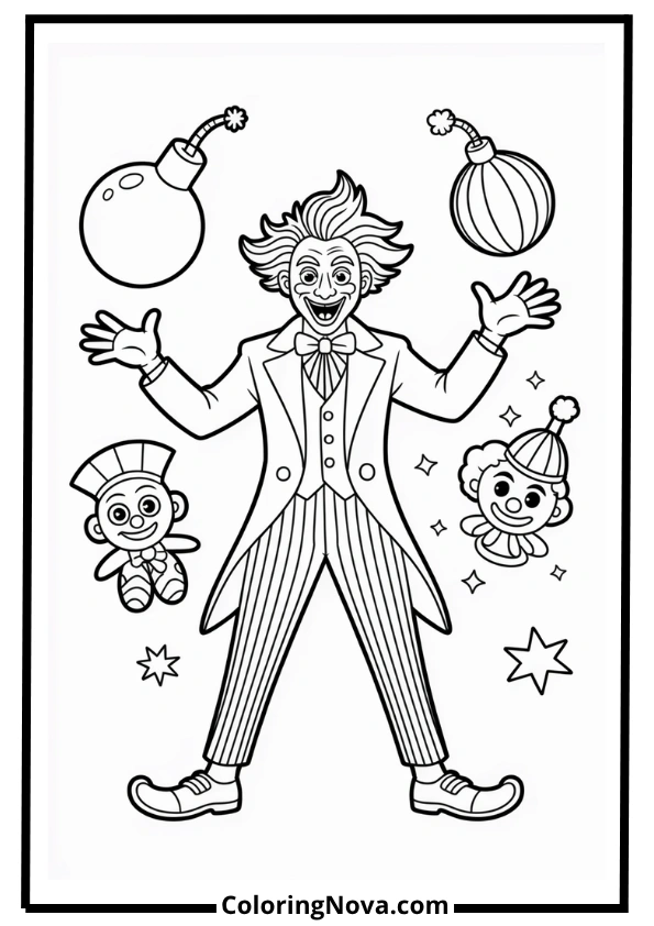 Circus Joker Coloring Page