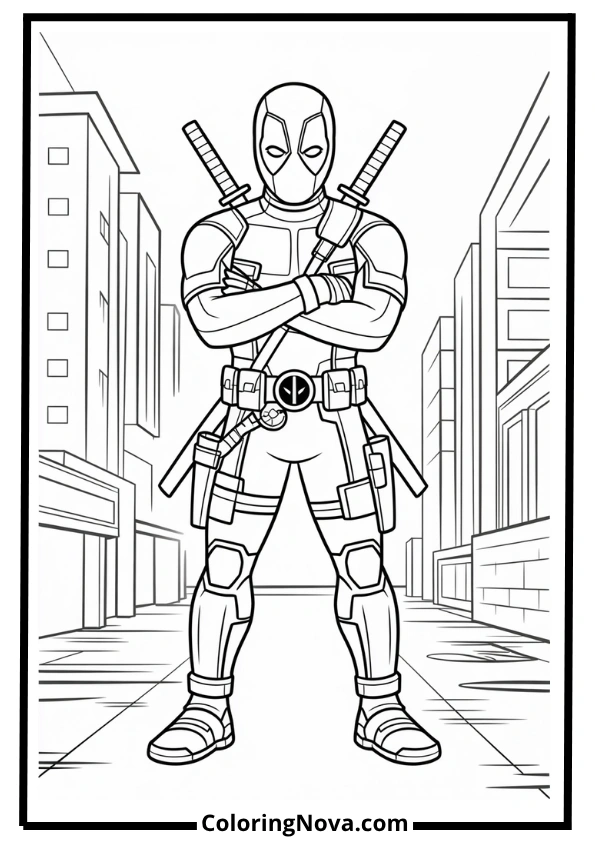 Classic Deadpool Pose Coloring Page