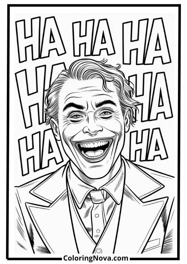 Classic Joker Laugh Coloring Page