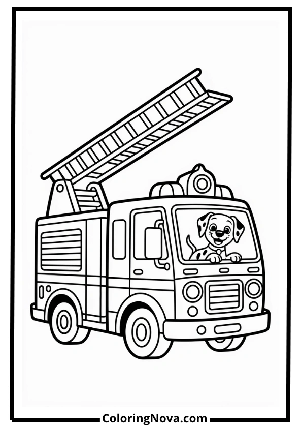 Cute Fire Truck Coloring Page