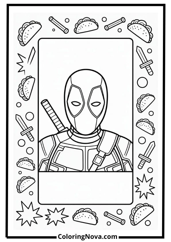 Deadpool Coloring Page Frame Design
