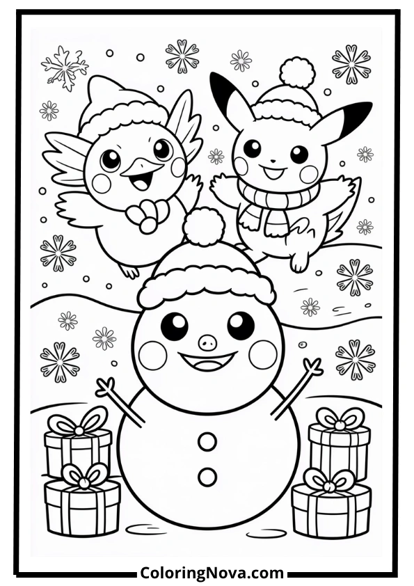 Delibird Snowy Holiday Coloring Page