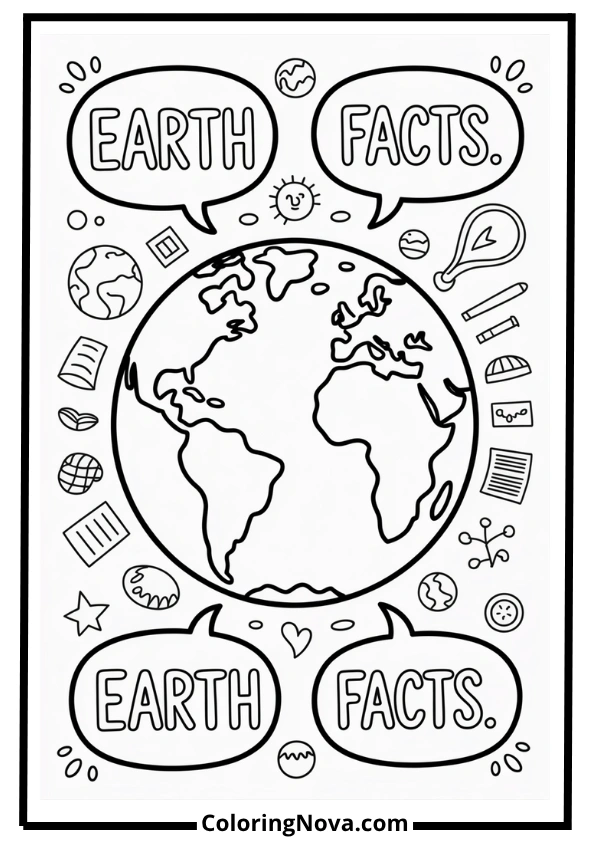 Earth Facts Bubble Coloring Page