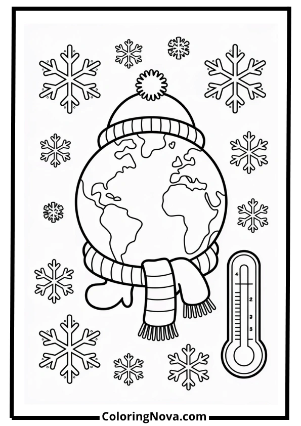 Earth Wearing Mittens Coloring Page
