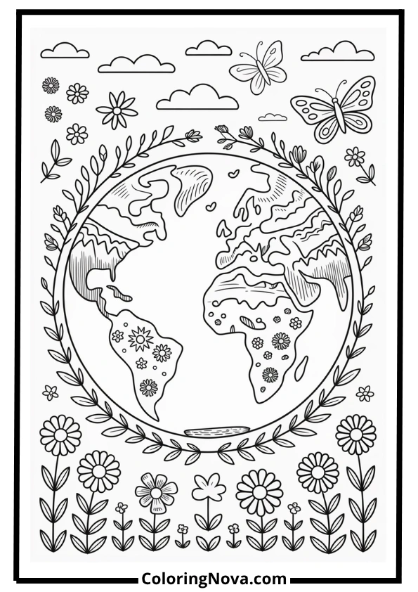 Earth and Nature Scene Coloring Page