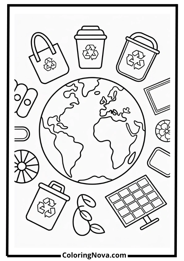 Eco-Friendly Earth Coloring Page
