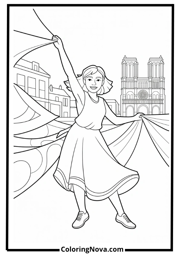 Esmeralda Festival Dance in Paris Coloring Page