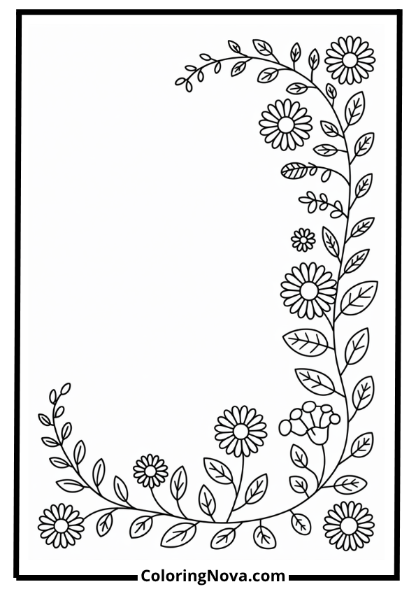 Eucalyptus and Lavender Garland Corner Coloring Page