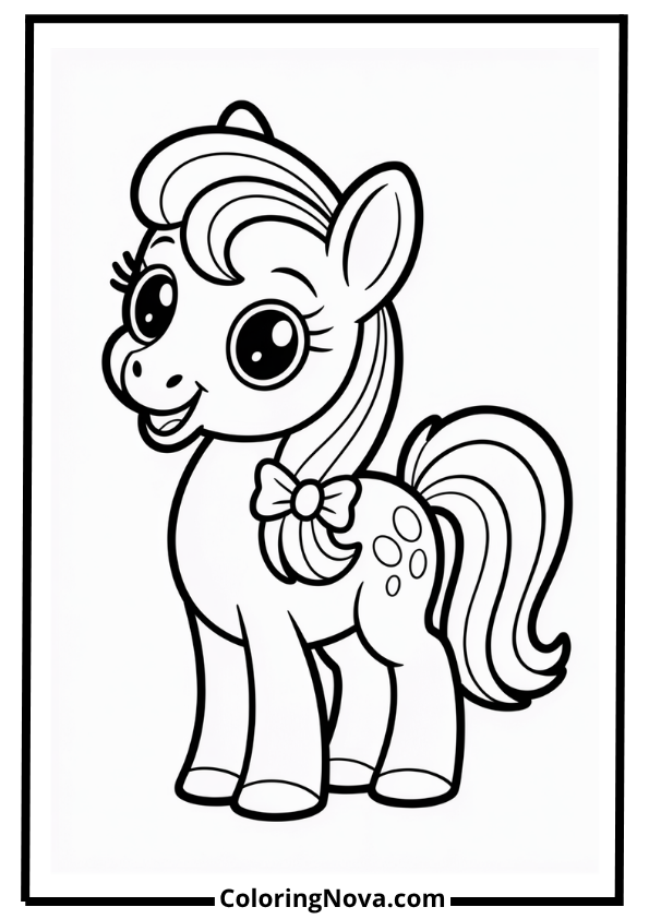 Fancy Pony with Bows Coloring Page