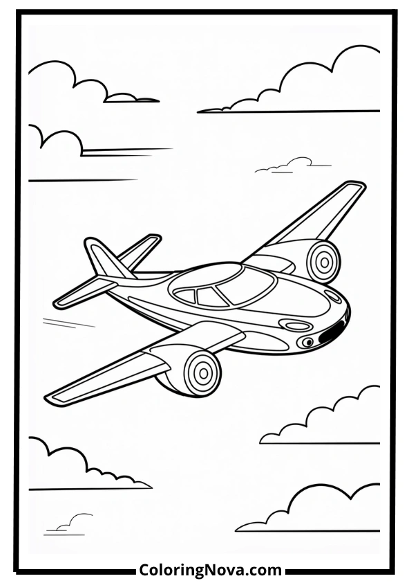 Flying Car in the Sky Coloring Page