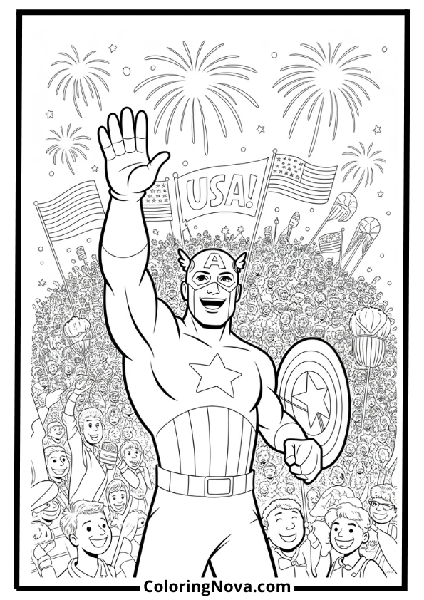 Fourth of July with Cap Coloring Page
