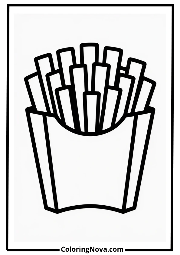 French Fries and Dipping Sauce Coloring Page
