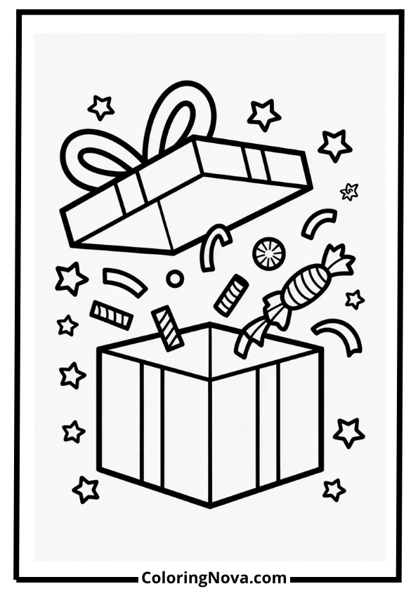 Gift Box Surprise Coloring Page