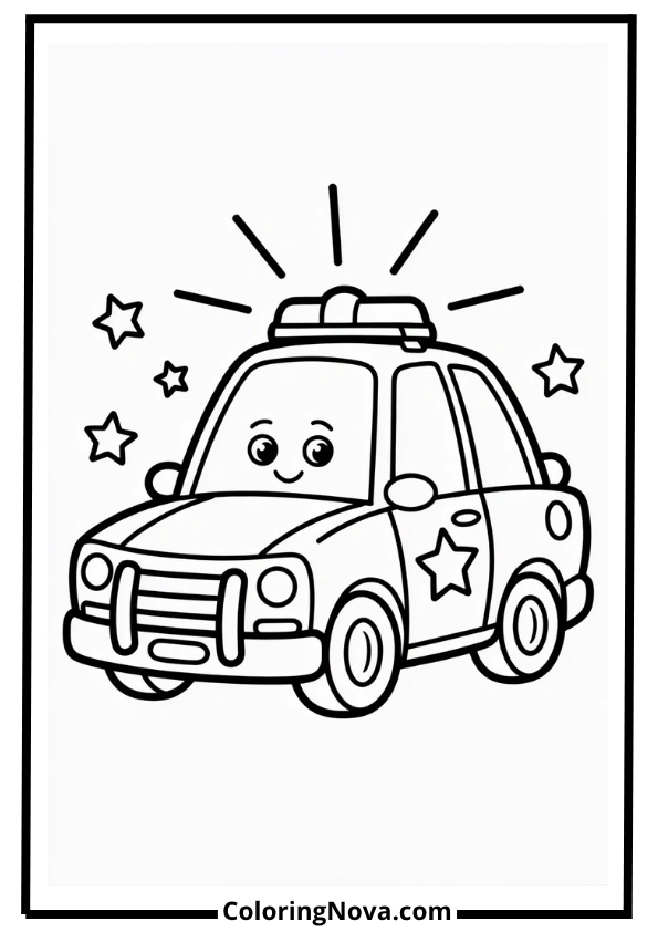 Happy Police Car Coloring Page