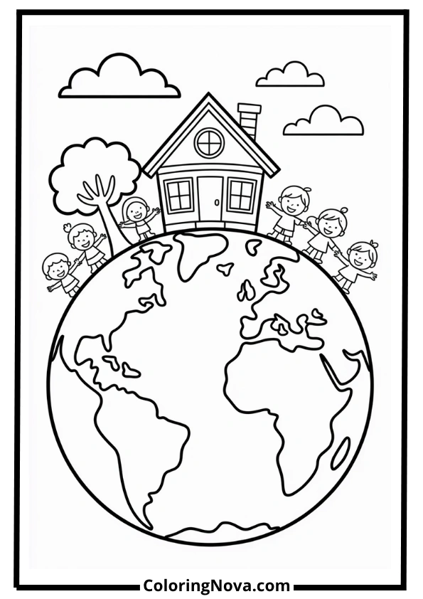 Home on Earth Coloring Page