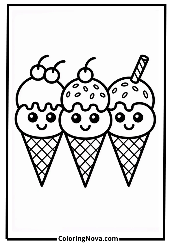 Ice Cream Cone Parade Coloring Page