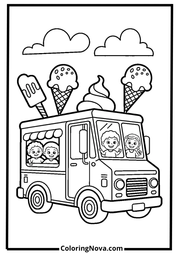 Ice Cream Truck Coloring Page