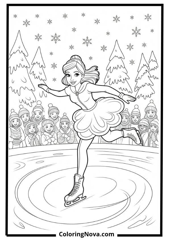 Ice Skating Princess Coloring Page
