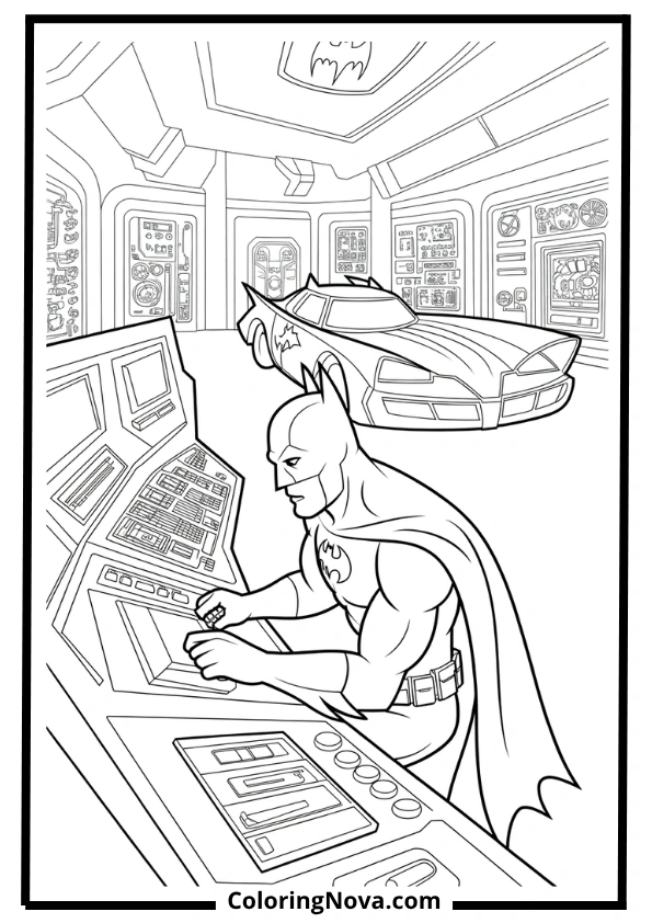Inside the Batcave Coloring Page