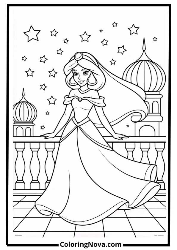 Jasmine Starry Palace Balcony Coloring Page