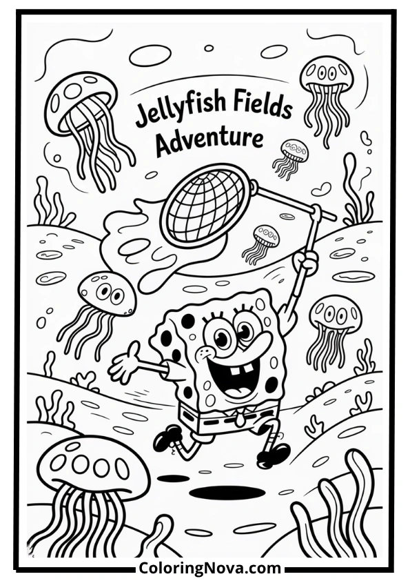Jellyfishing Adventure Coloring Page