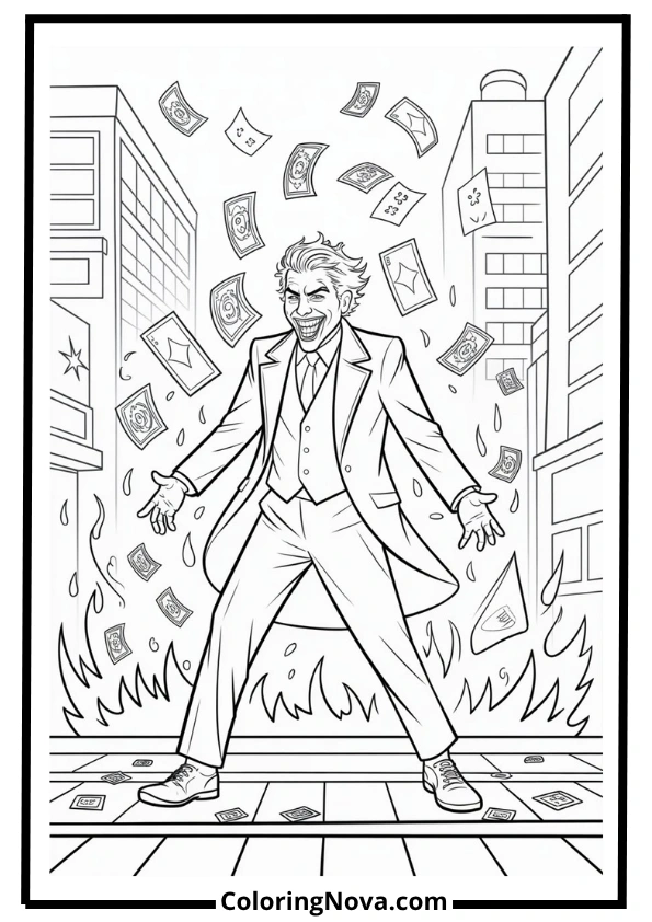 Joker Chaos Scene Coloring Page