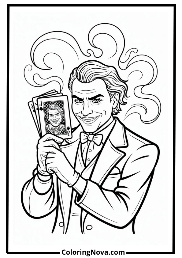 Joker Holding a Joker Card Coloring Page