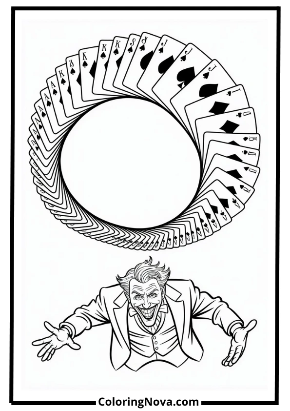 Joker Playing Cards Spiral Coloring Page