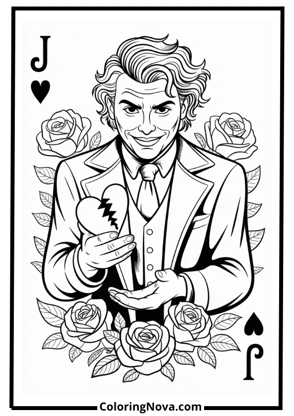 Joker and Broken Heart Coloring Page
