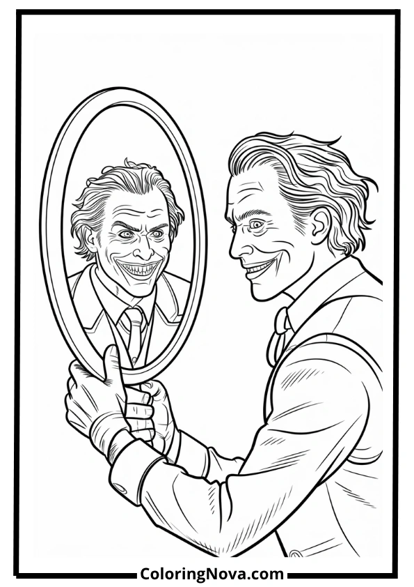 Joker and His Reflection Coloring Page