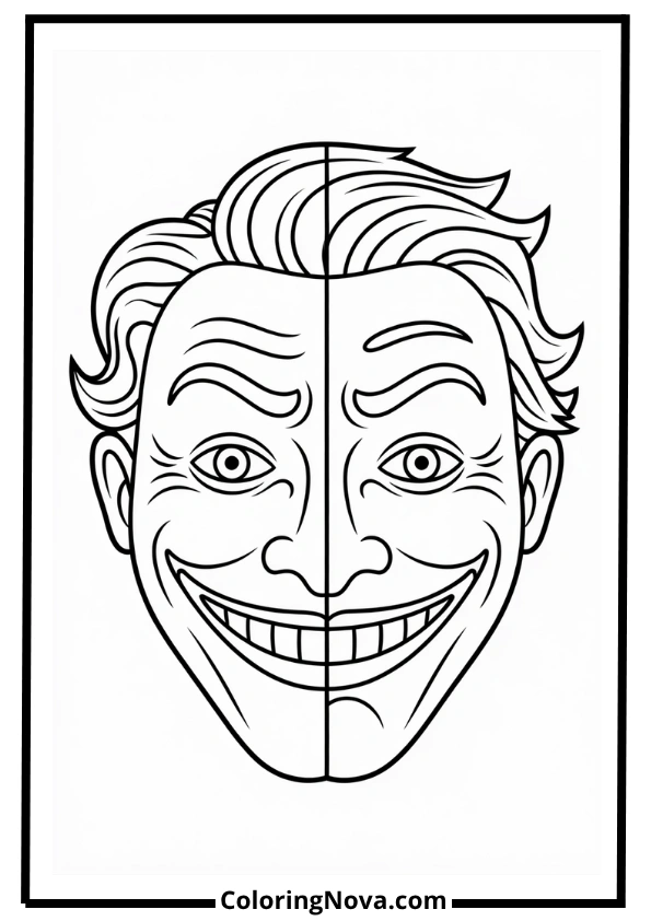 Joker as a Theater Mask Coloring Page