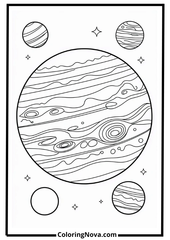 Jupiter and Its Moons Coloring Page